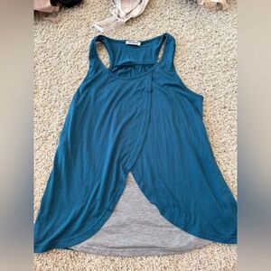 Blue and Gray Sleeveless nursing breastfeeding Top